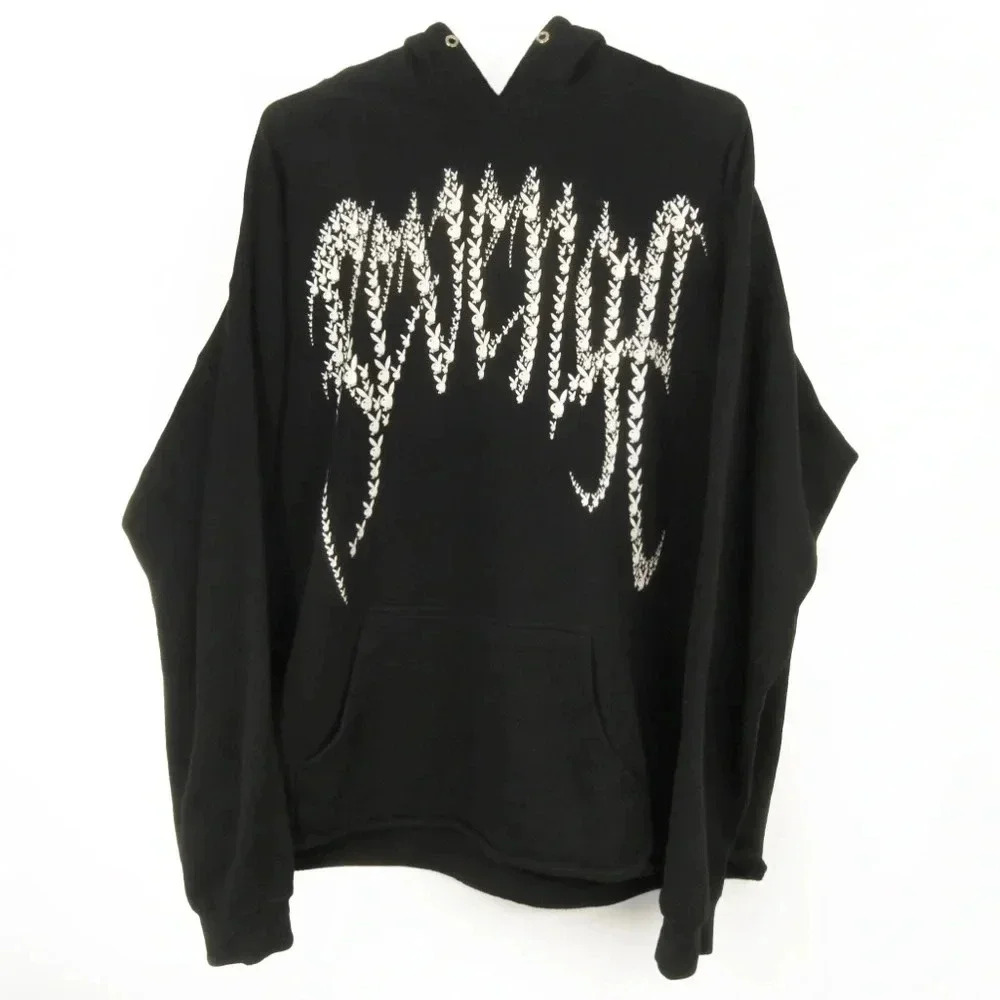Revenge x XXXTentacion x Playboy Logo Graphic Black Pullover Hoodie Sweater
